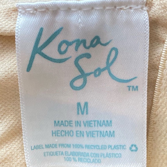 Kona Sol Swimwear Animal Print One Piece Swimsuit Cream Tan Brown Medium NWOT - Picture 8 of 10